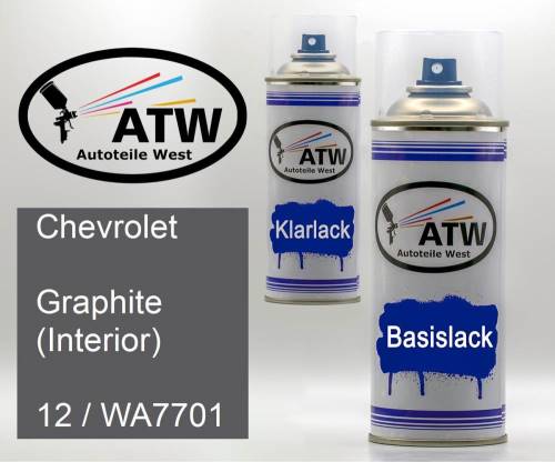 Chevrolet, Graphite (Interior), 12 / WA7701: 400ml Sprühdose + 400ml Klarlack - Set, von ATW Autoteile West.